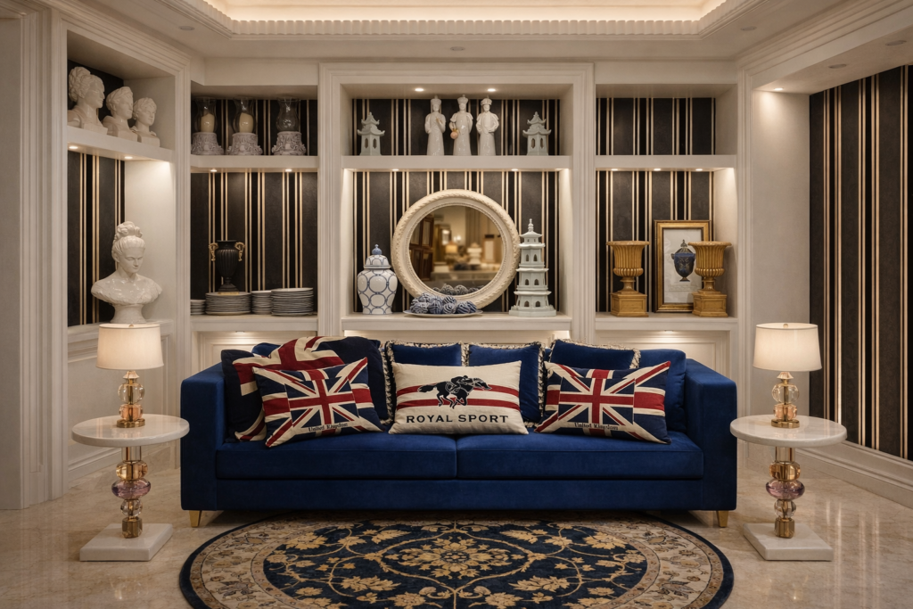 Elegant British-inspired living room design